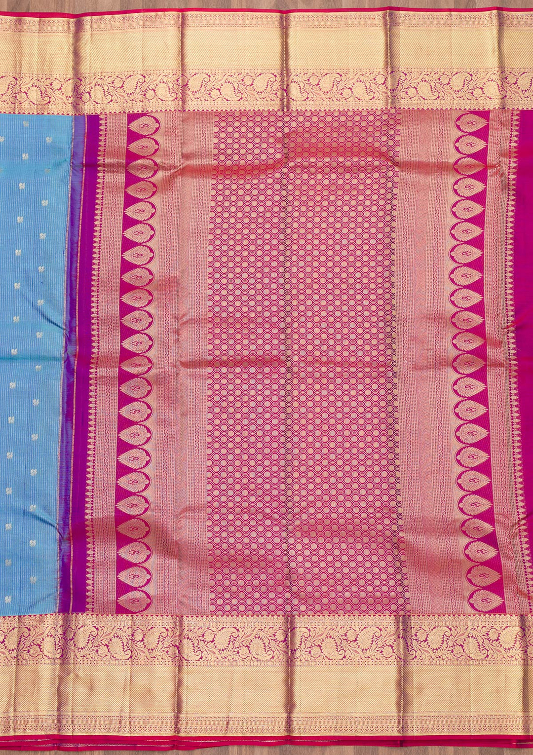 Blue Zariwork Pure Silk Saree-Koskii