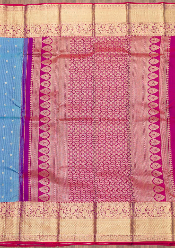 Blue Zariwork Pure Silk Saree-Koskii