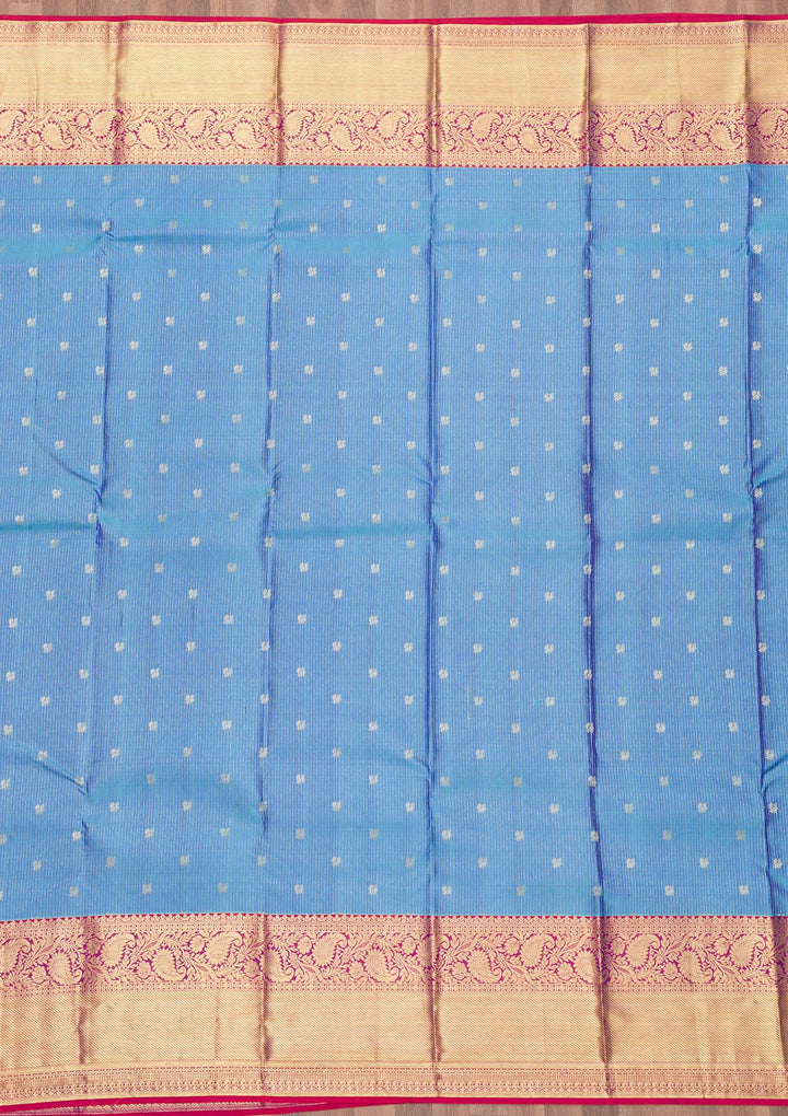Blue Zariwork Pure Silk Saree-Koskii