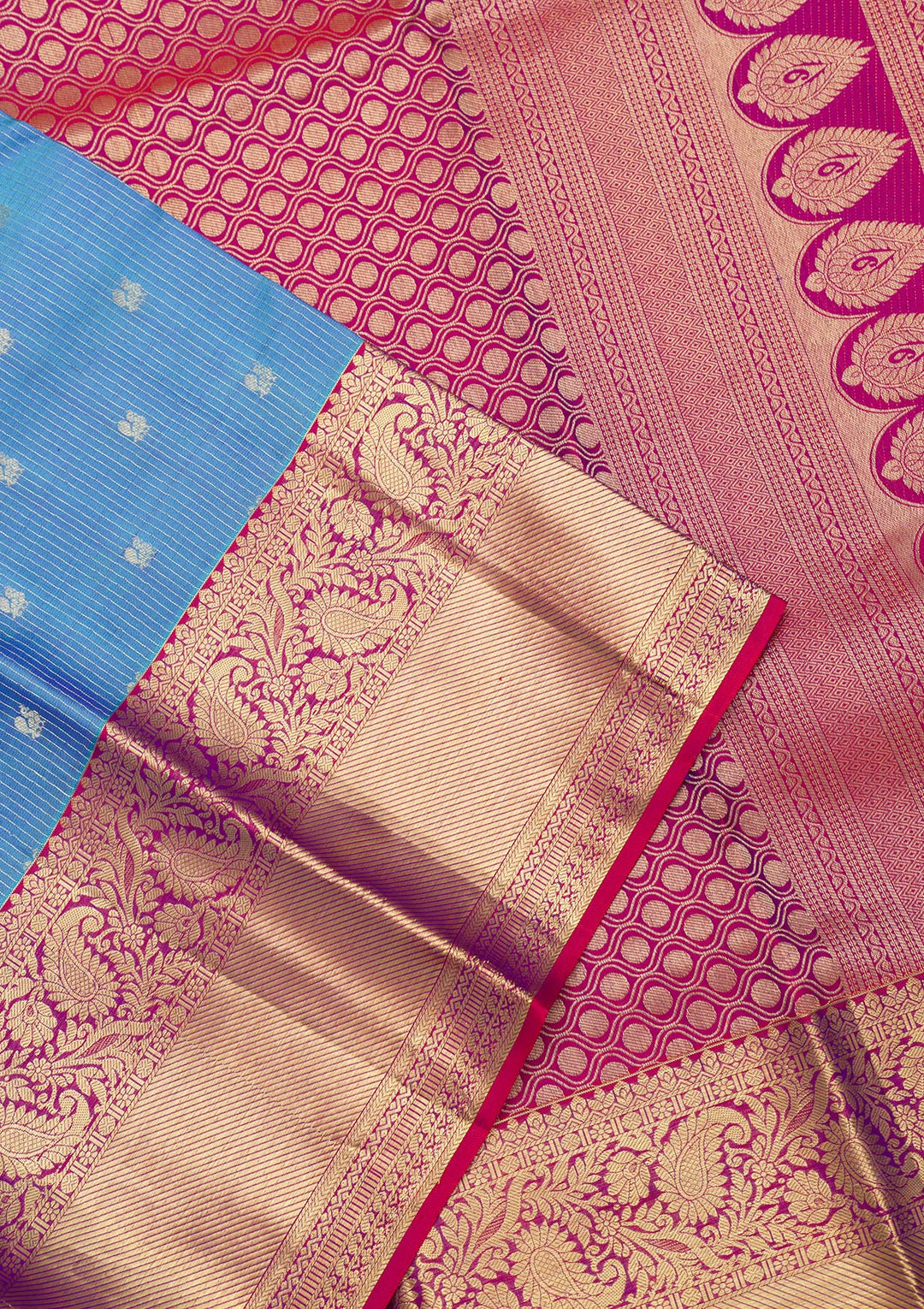 Blue Zariwork Pure Silk Saree-Koskii