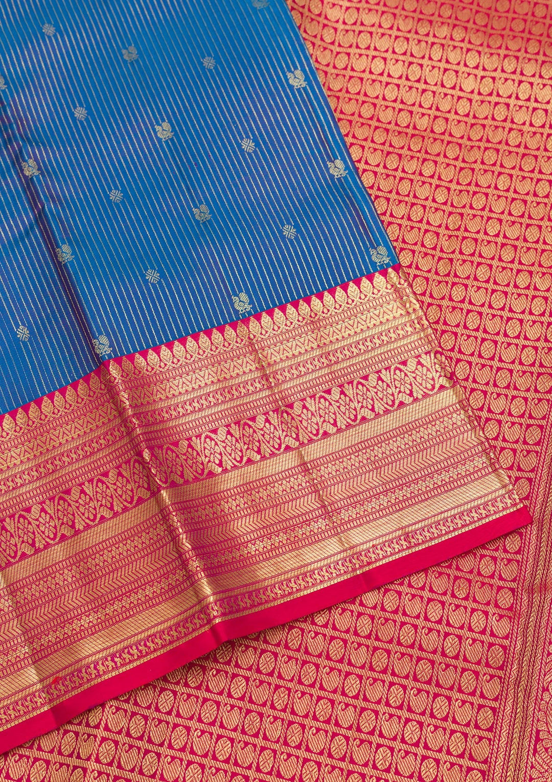 Blue Zariwork Pure Silk Saree-Koskii