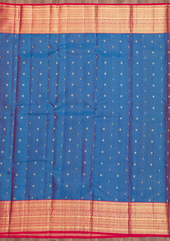 Blue Zariwork Pure Silk Saree-Koskii