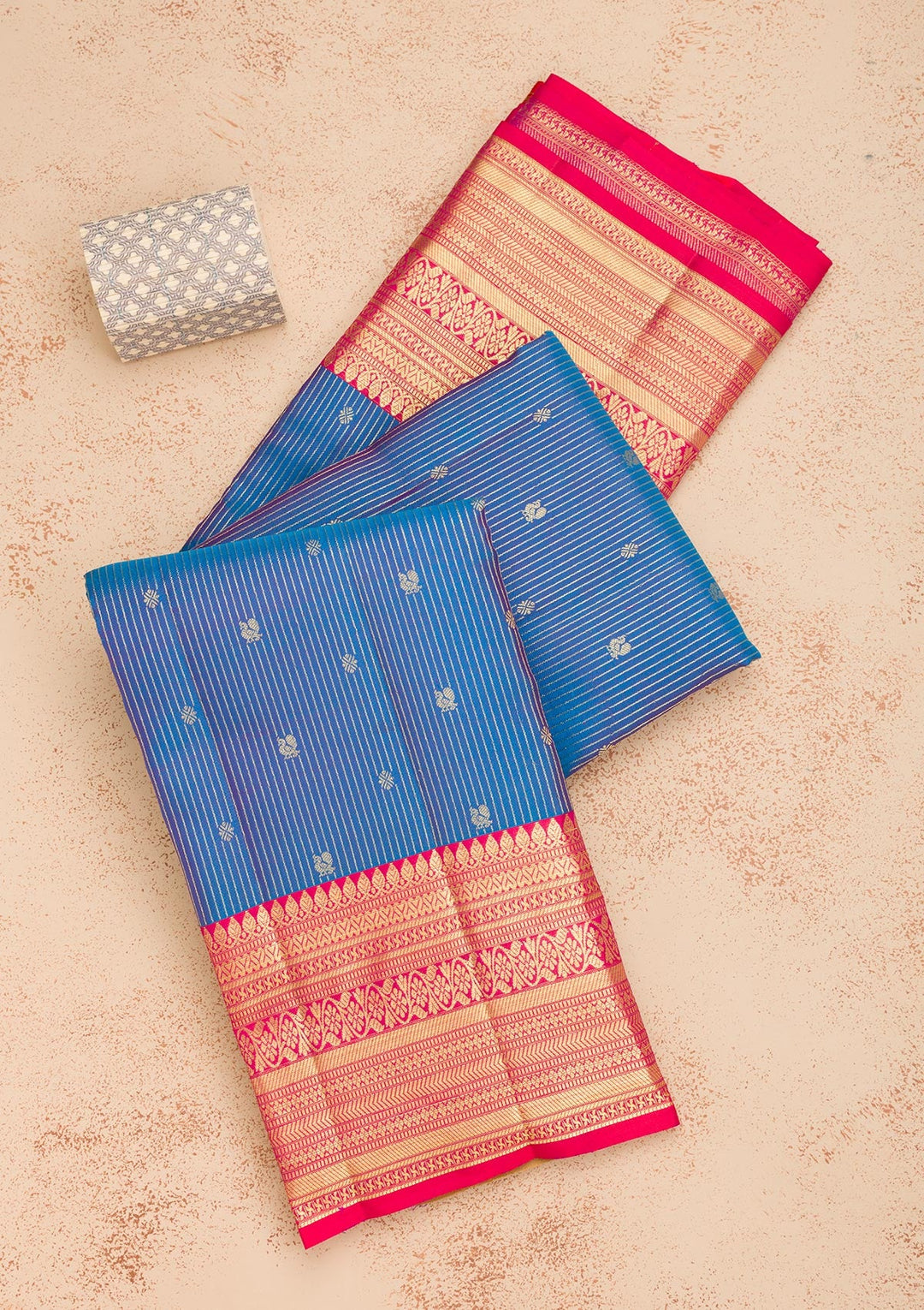 Blue Zariwork Pure Silk Saree-Koskii