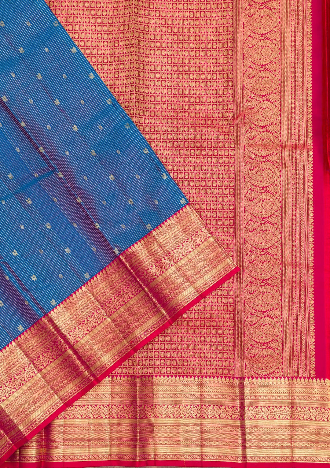 Blue Zariwork Pure Silk Saree-Koskii