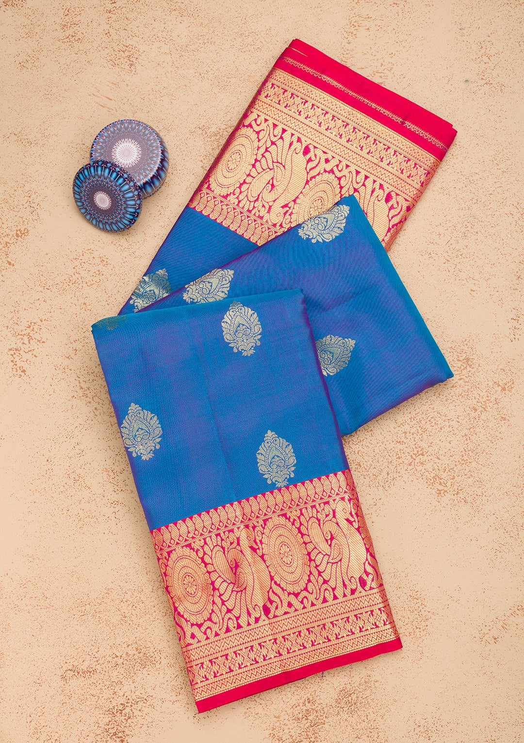 Blue Zariwork Pure Silk Saree-Koskii