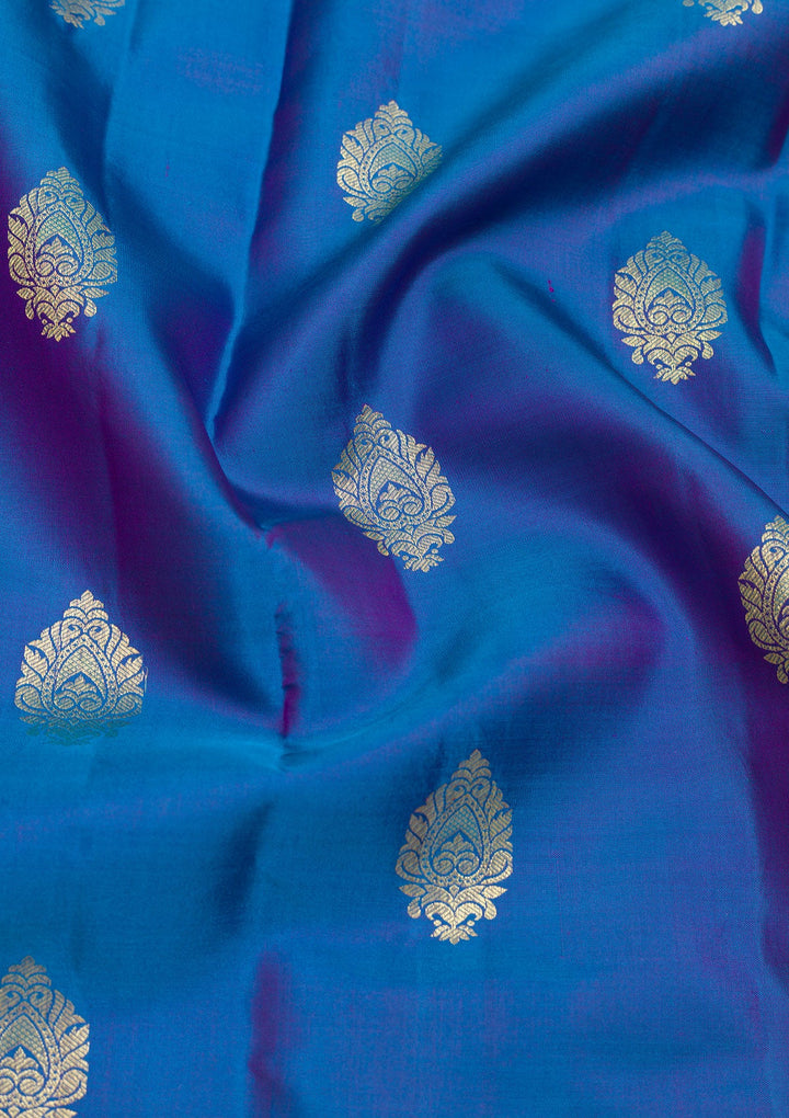 Blue Zariwork Pure Silk Saree-Koskii