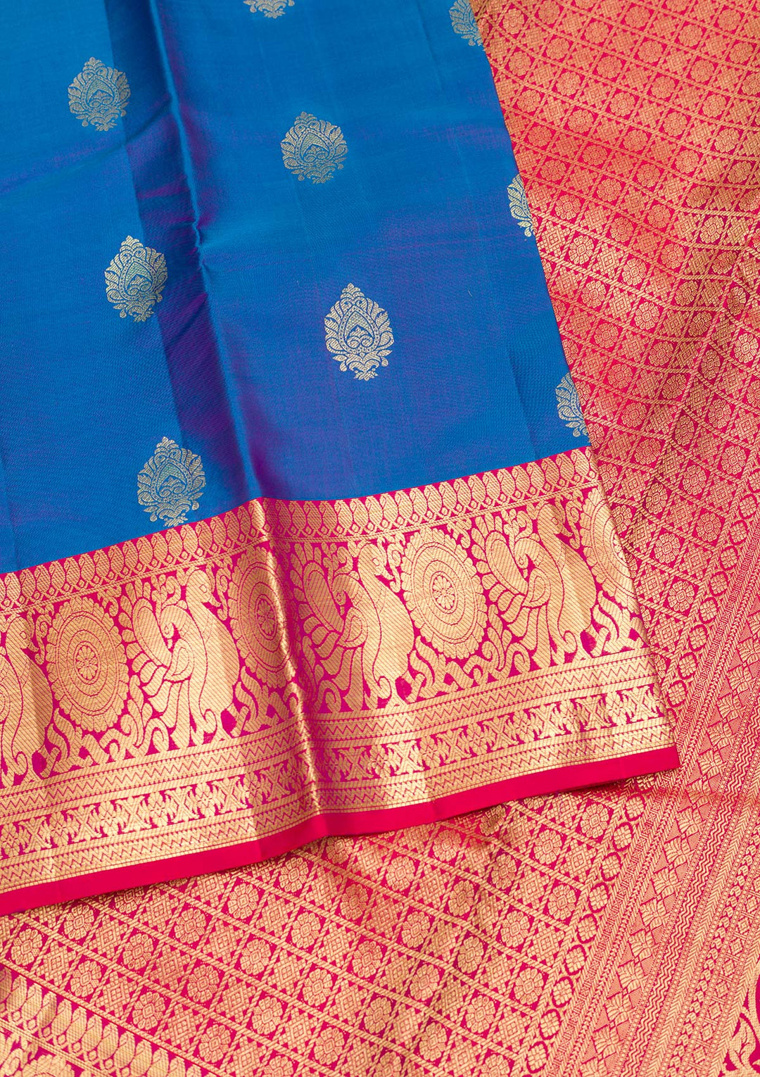 Blue Zariwork Pure Silk Saree-Koskii