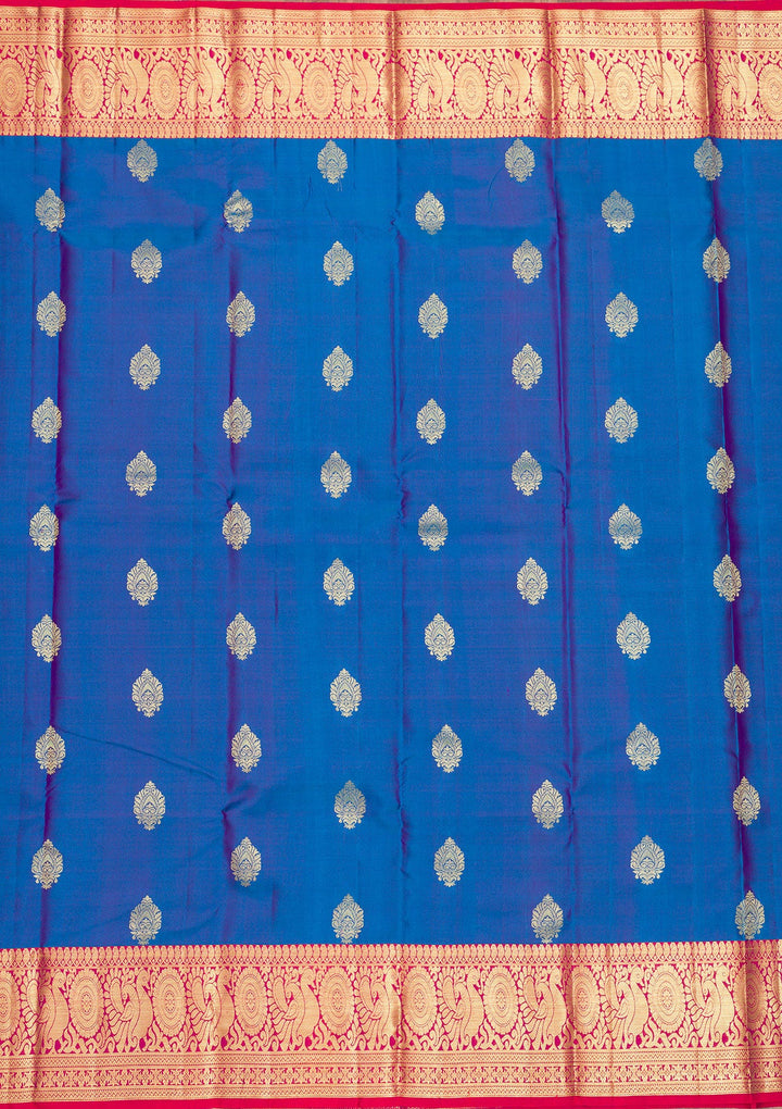 Blue Zariwork Pure Silk Saree-Koskii
