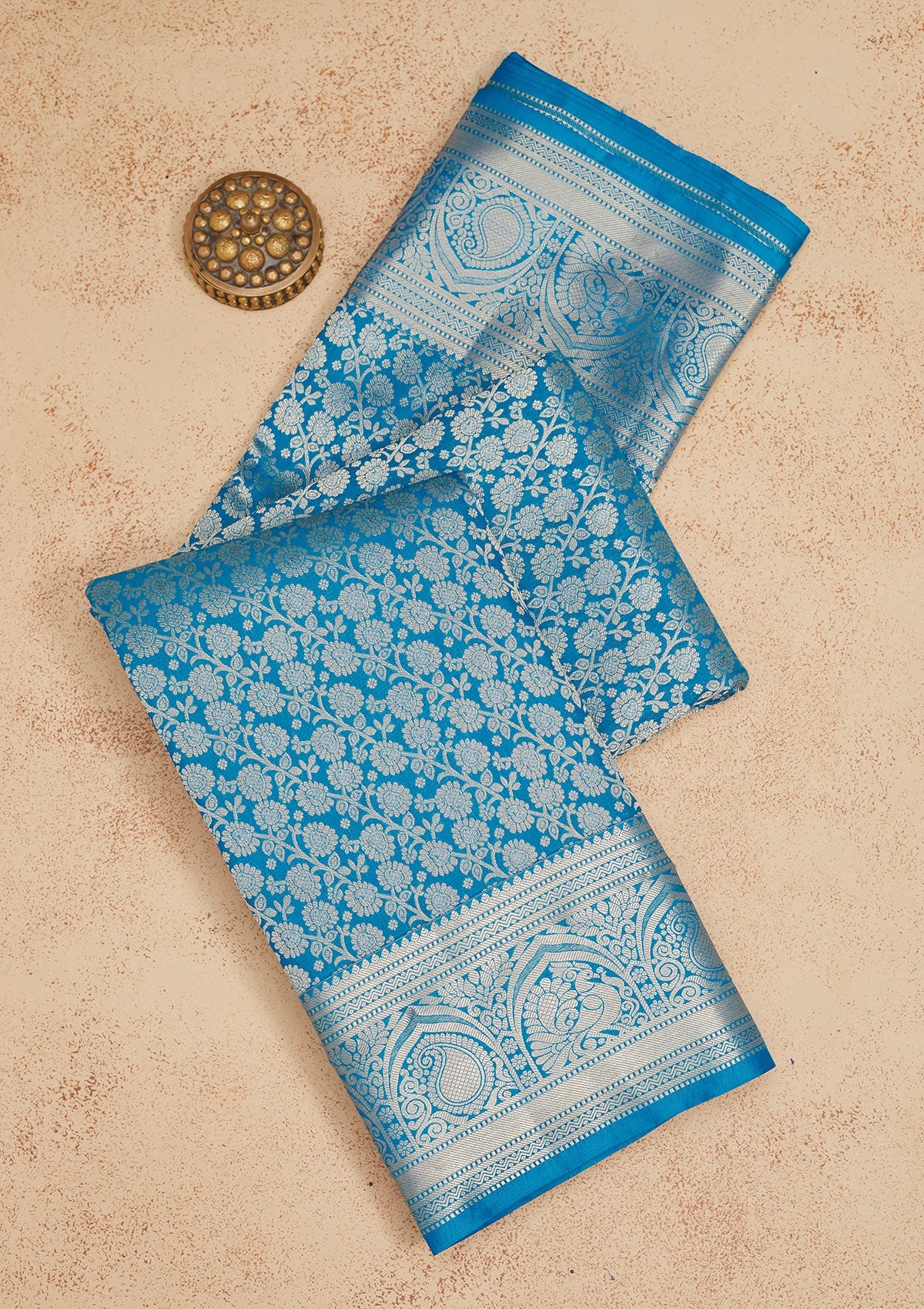 Blue Zariwork Pure Silk Saree-Koskii