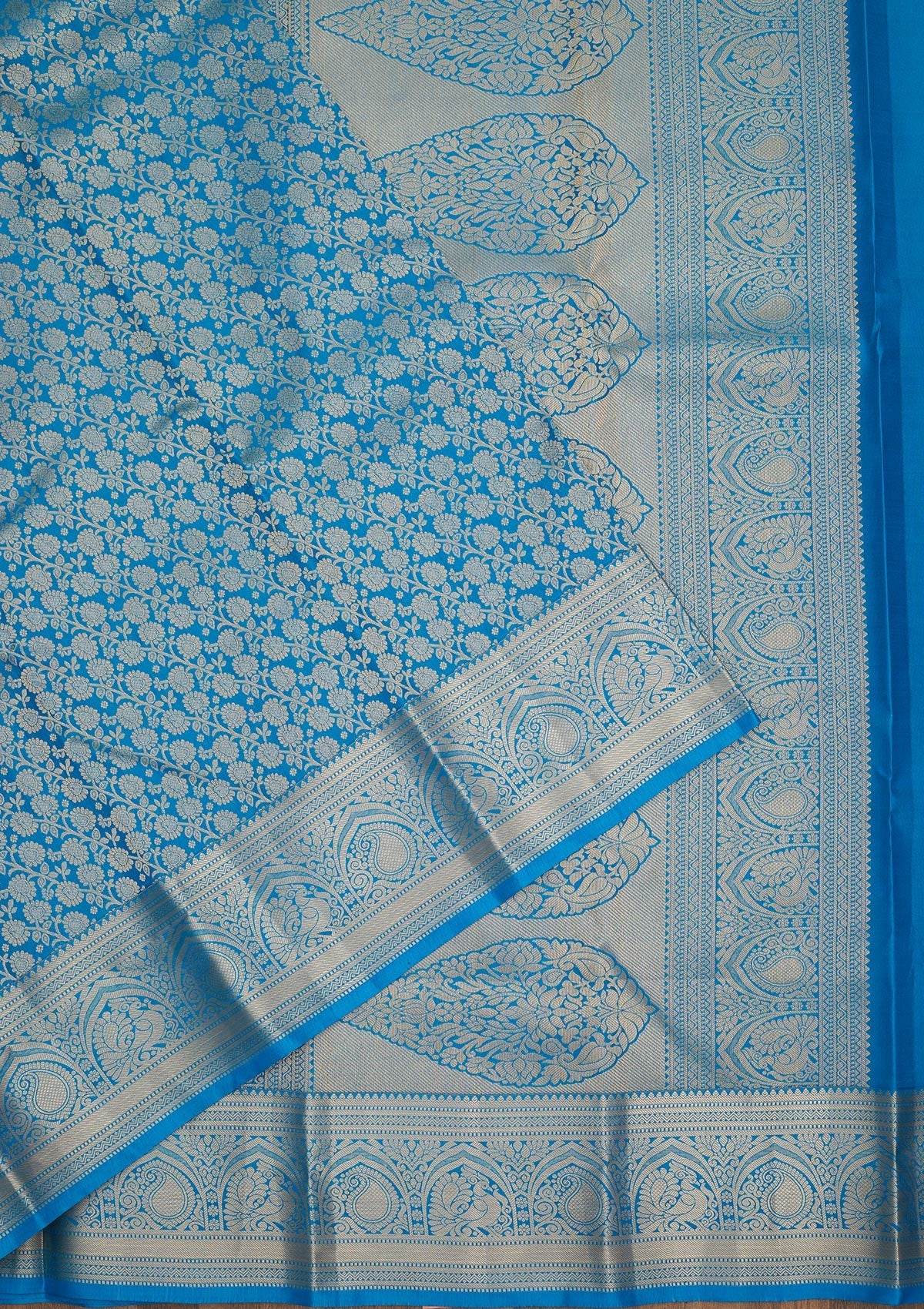 Blue Zariwork Pure Silk Saree-Koskii