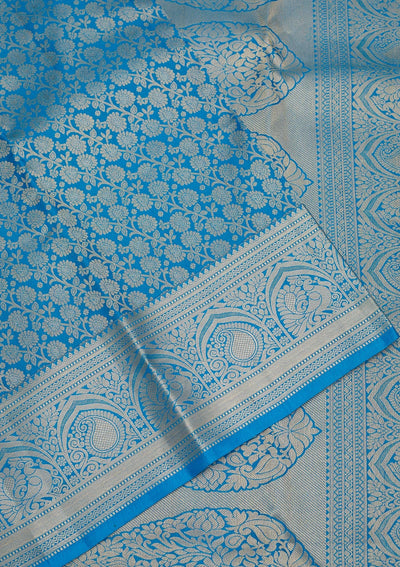 Blue Zariwork Pure Silk Saree-Koskii