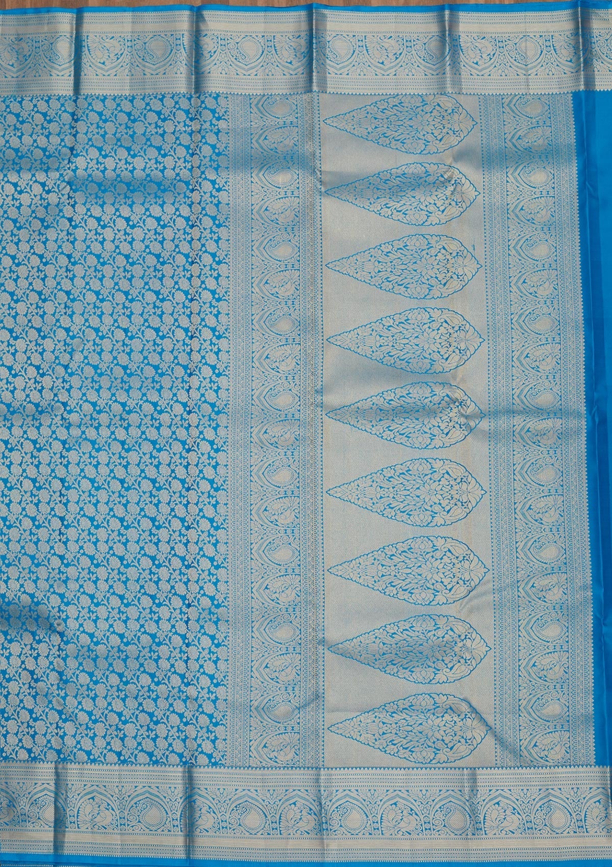 Blue Zariwork Pure Silk Saree-Koskii