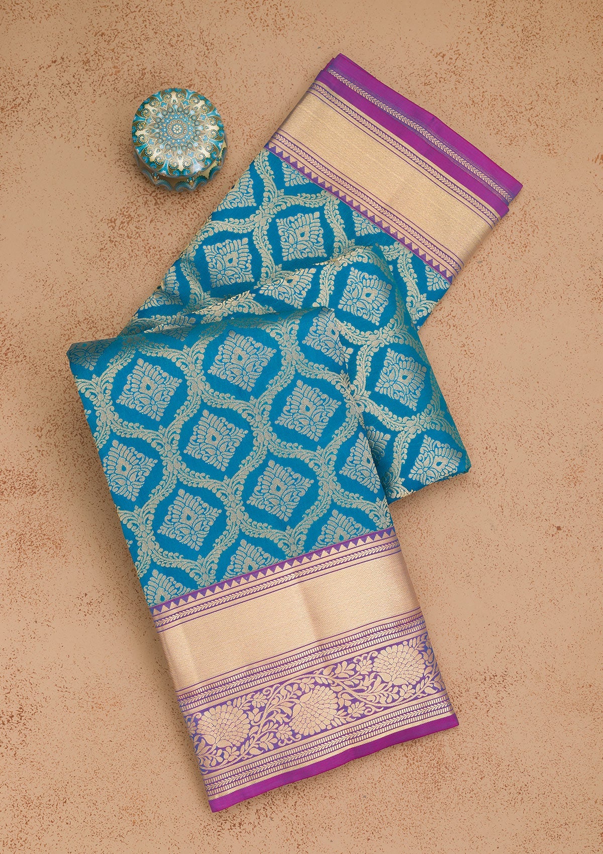 Blue Zariwork Pure Silk Saree-Koskii