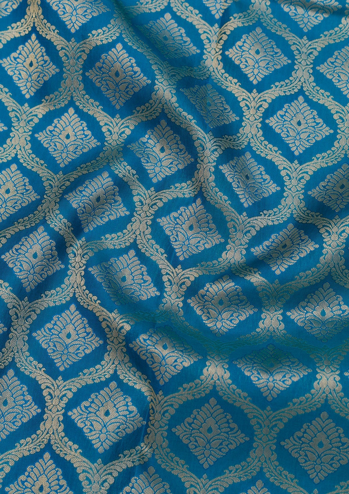 Blue Zariwork Pure Silk Saree-Koskii