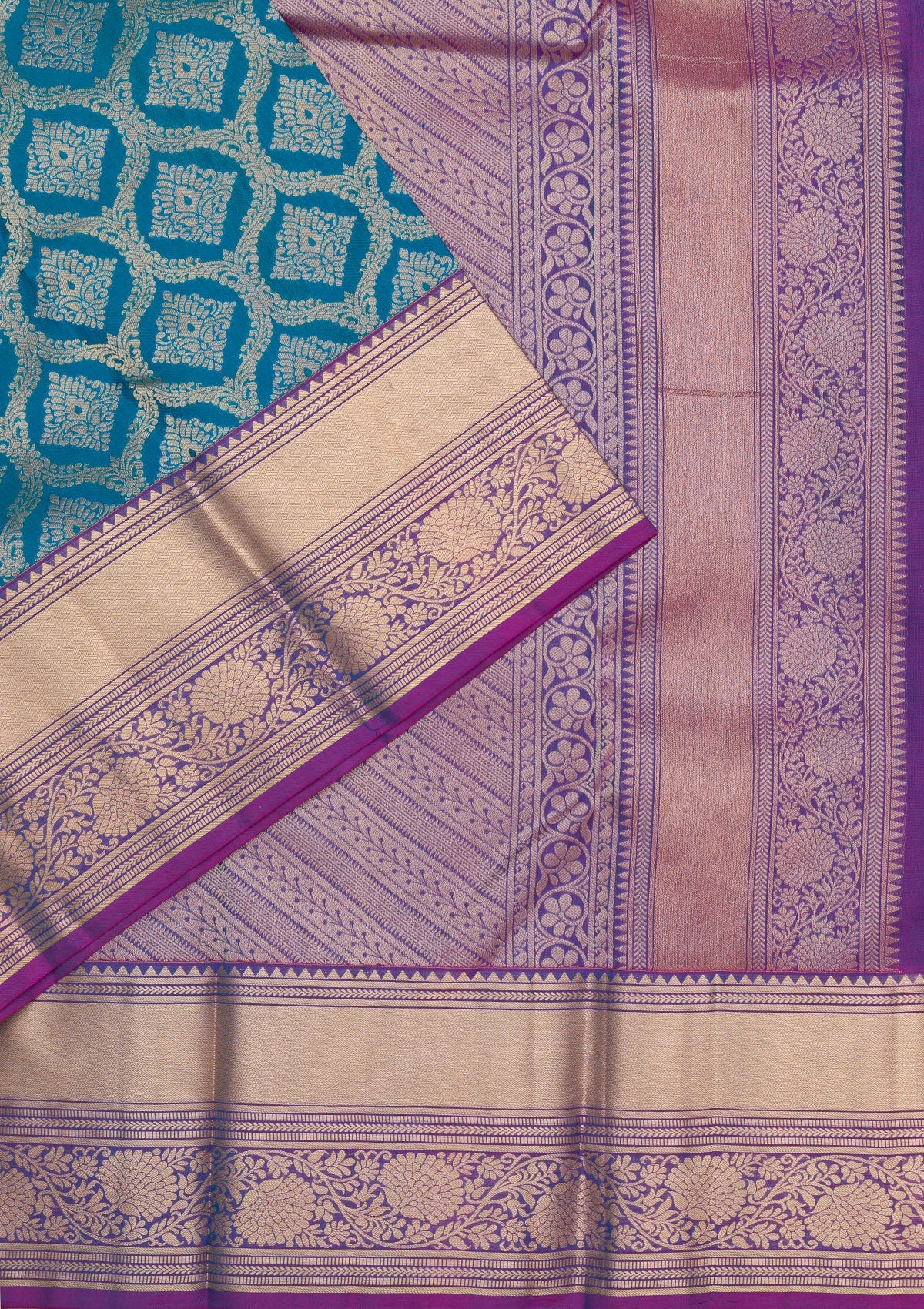 Blue Zariwork Pure Silk Saree-Koskii