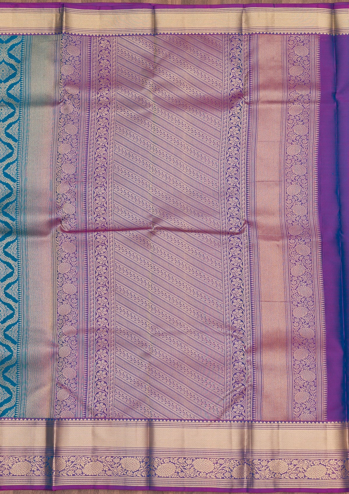 Blue Zariwork Pure Silk Saree-Koskii