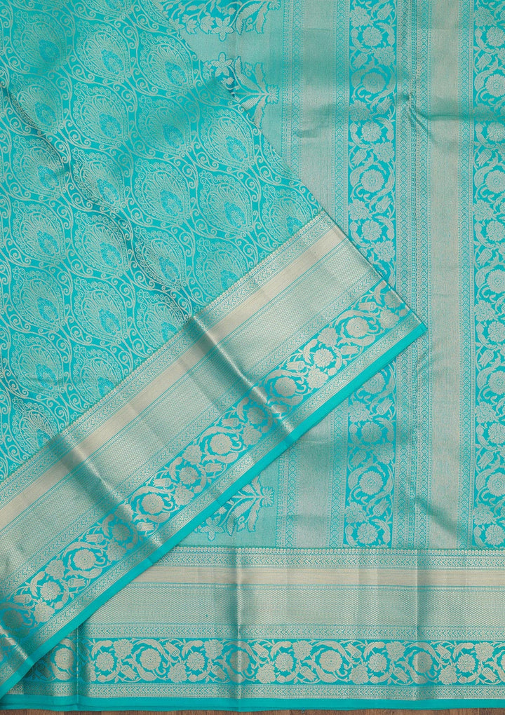 Blue Zariwork Pure Silk Saree-Koskii