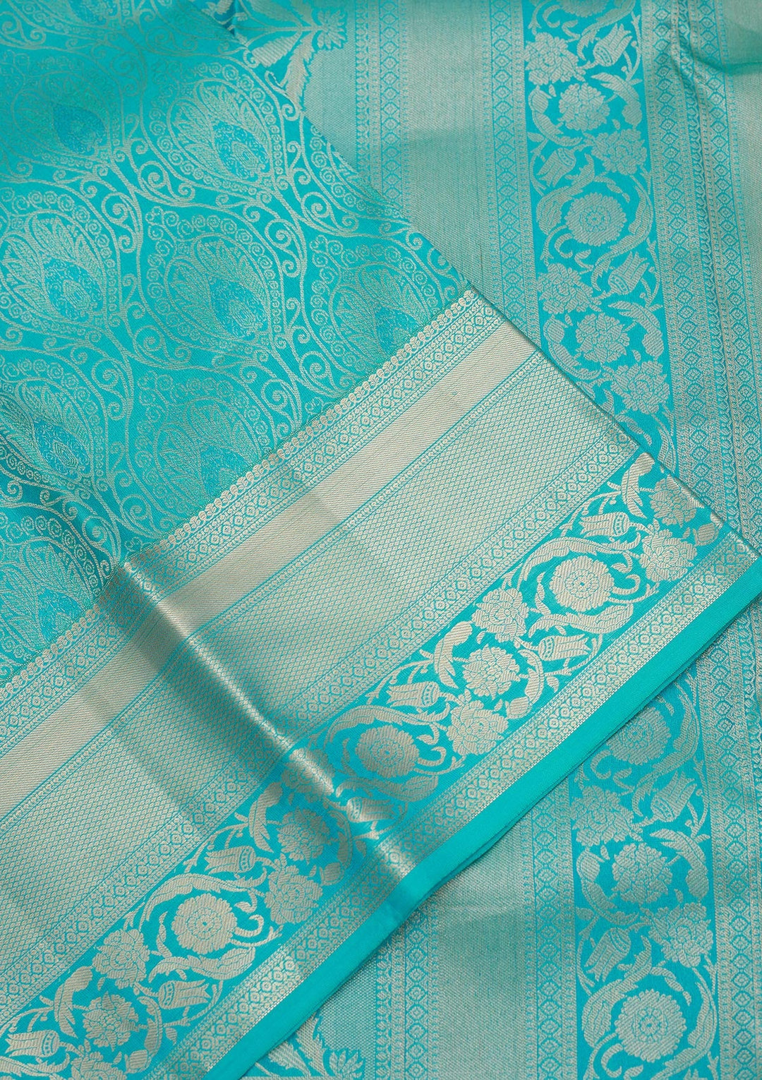 Blue Zariwork Pure Silk Saree-Koskii