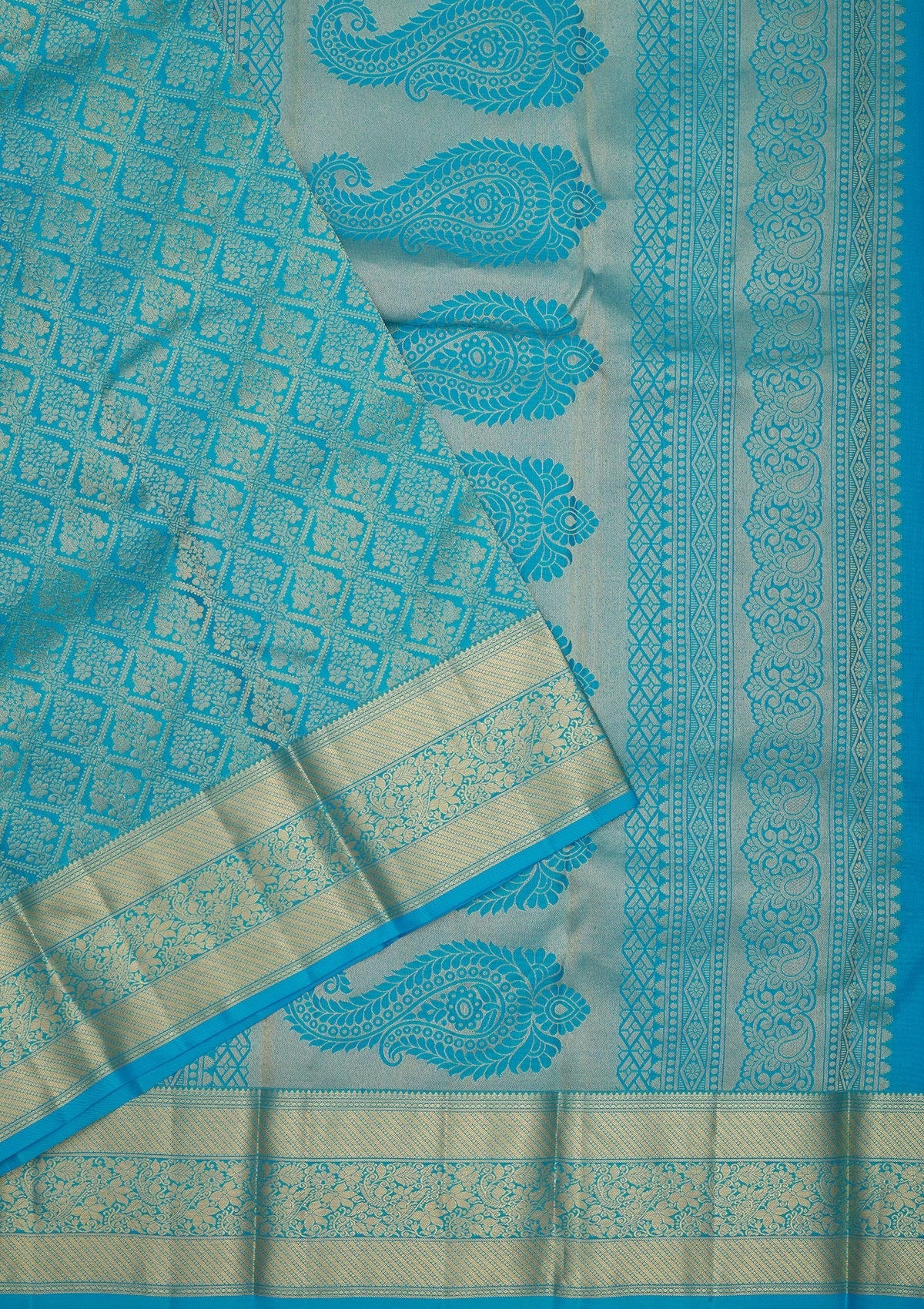 Blue Zariwork Pure Silk Saree-Koskii