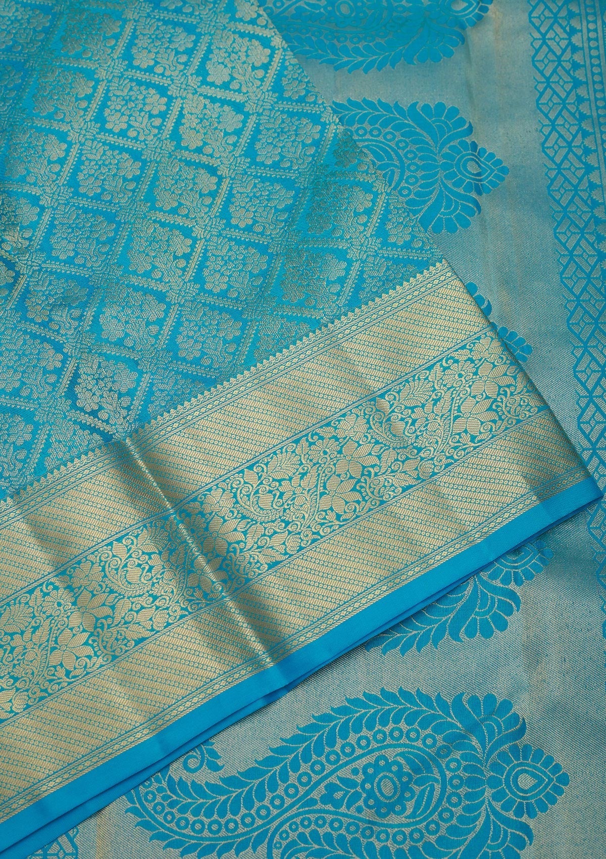 Blue Zariwork Pure Silk Saree-Koskii