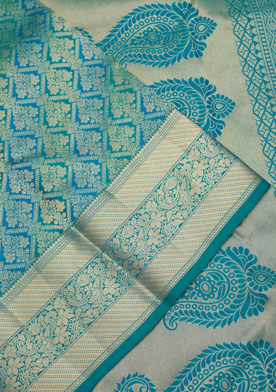 Blue Zariwork Pure Silk Saree-Koskii