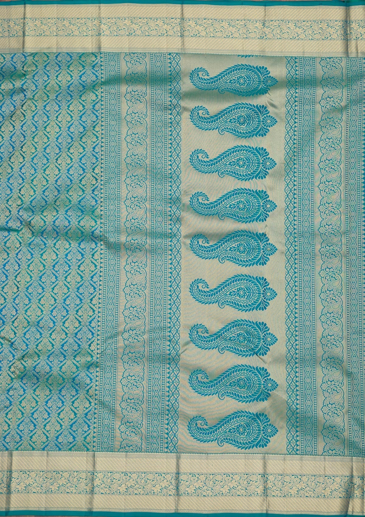 Blue Zariwork Pure Silk Saree-Koskii