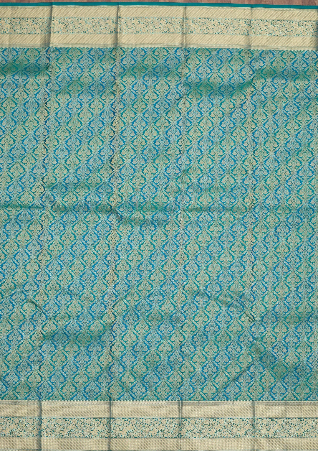 Blue Zariwork Pure Silk Saree-Koskii