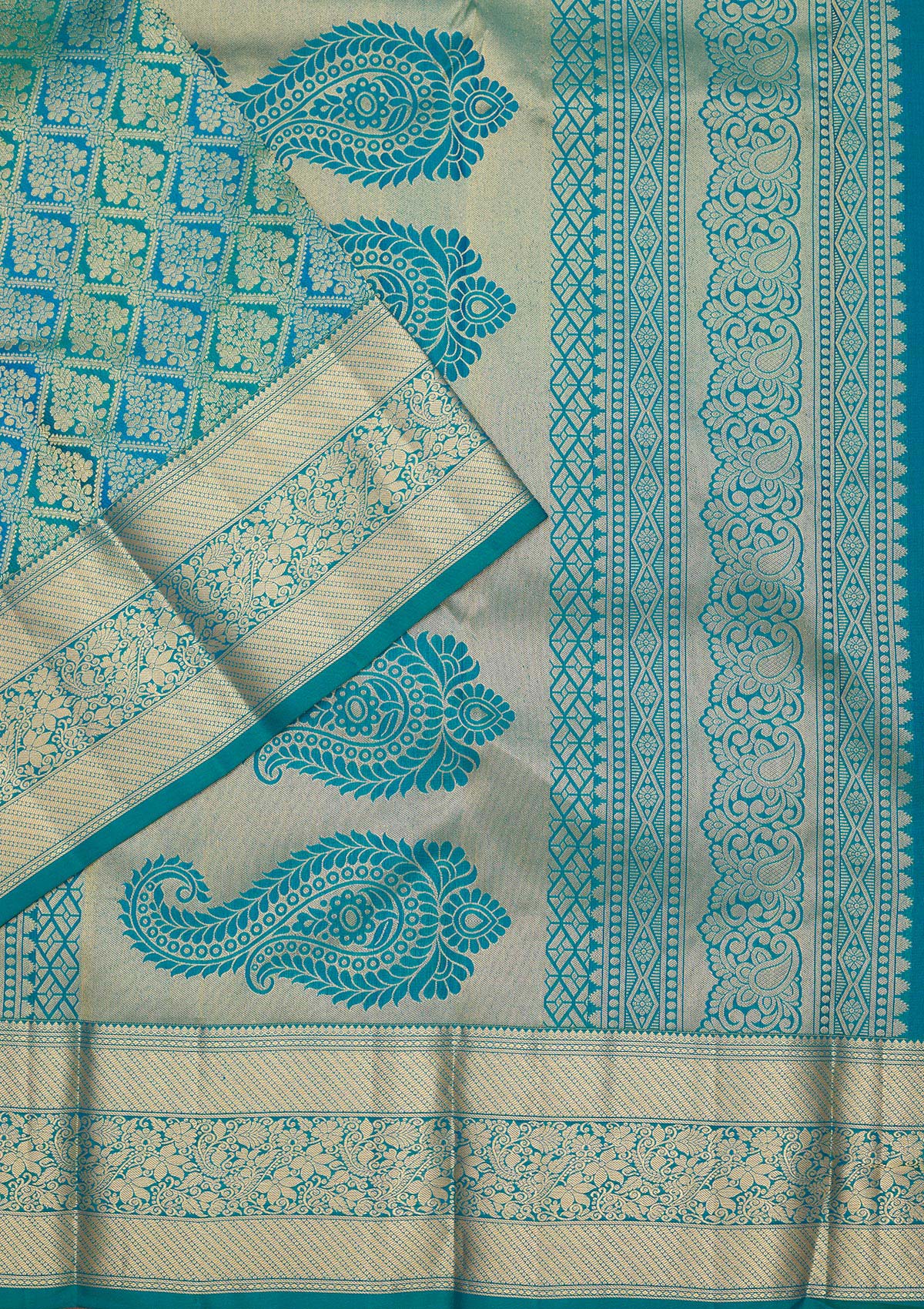 Blue Zariwork Pure Silk Saree-Koskii