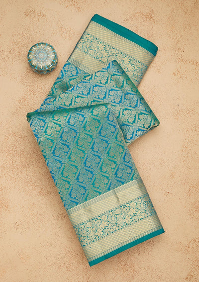 Blue Zariwork Pure Silk Saree-Koskii