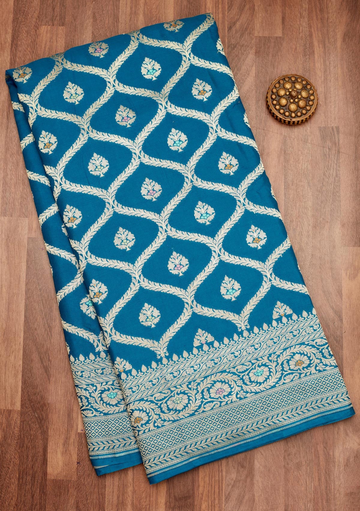 Blue Zariwork Pure Silk Saree-Koskii