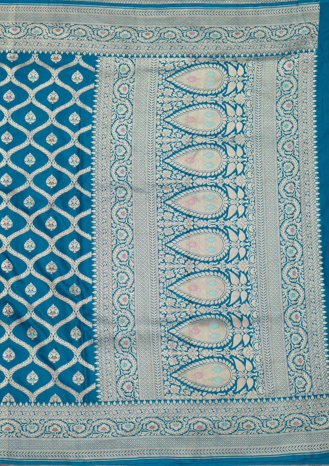 Blue Zariwork Pure Silk Saree-Koskii