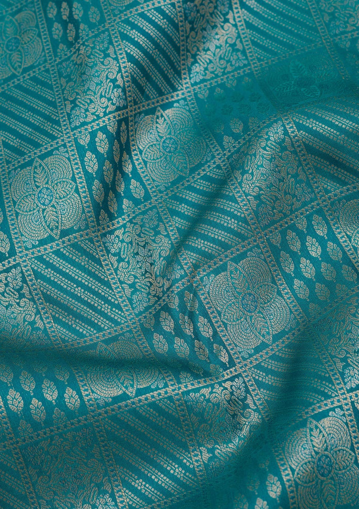 Blue Zariwork Pure Silk Saree-Koskii