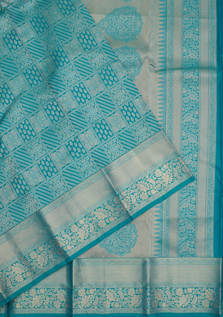 Blue Zariwork Pure Silk Saree-Koskii