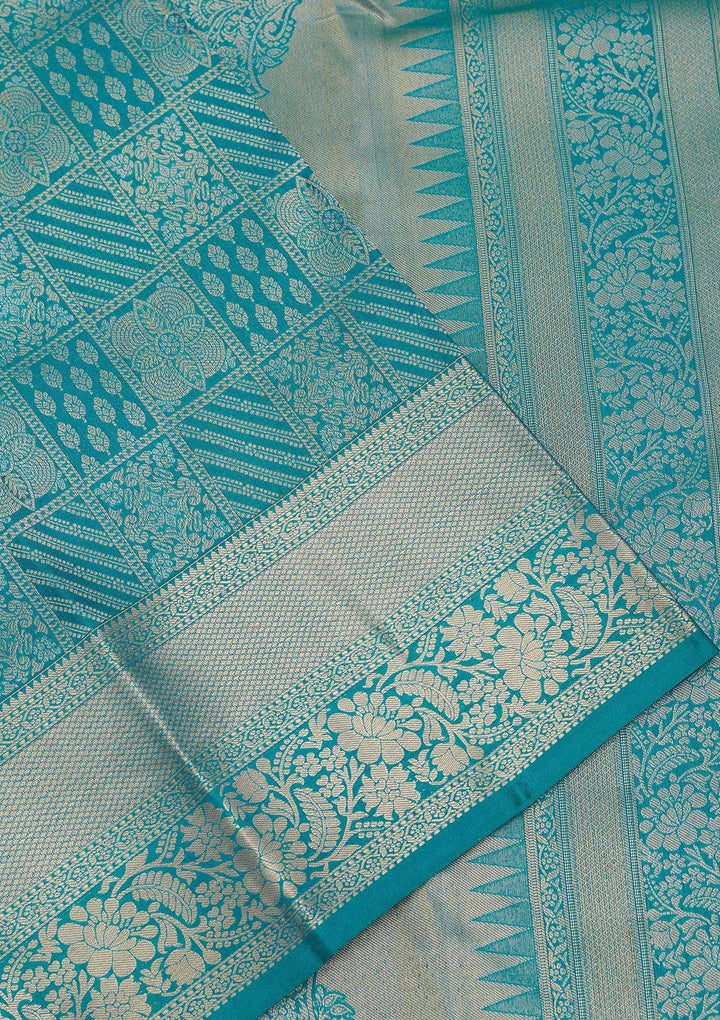 Blue Zariwork Pure Silk Saree-Koskii