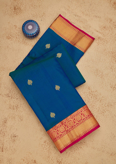 Blue Zariwork Pure Silk Saree-Koskii