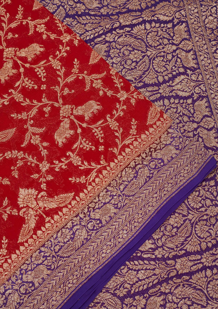 Blue Zariwork Pure Silk Saree-Koskii