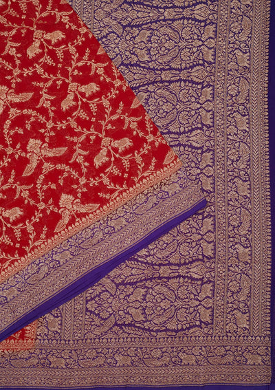 Blue Zariwork Pure Silk Saree-Koskii