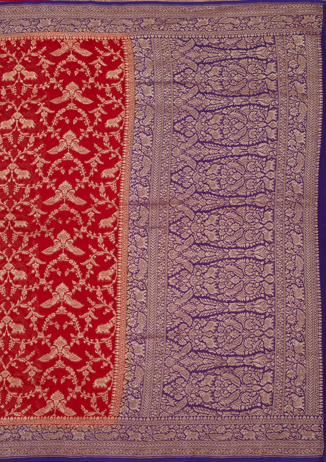 Blue Zariwork Pure Silk Saree-Koskii