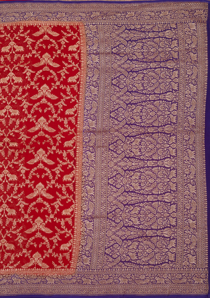 Blue Zariwork Pure Silk Saree-Koskii