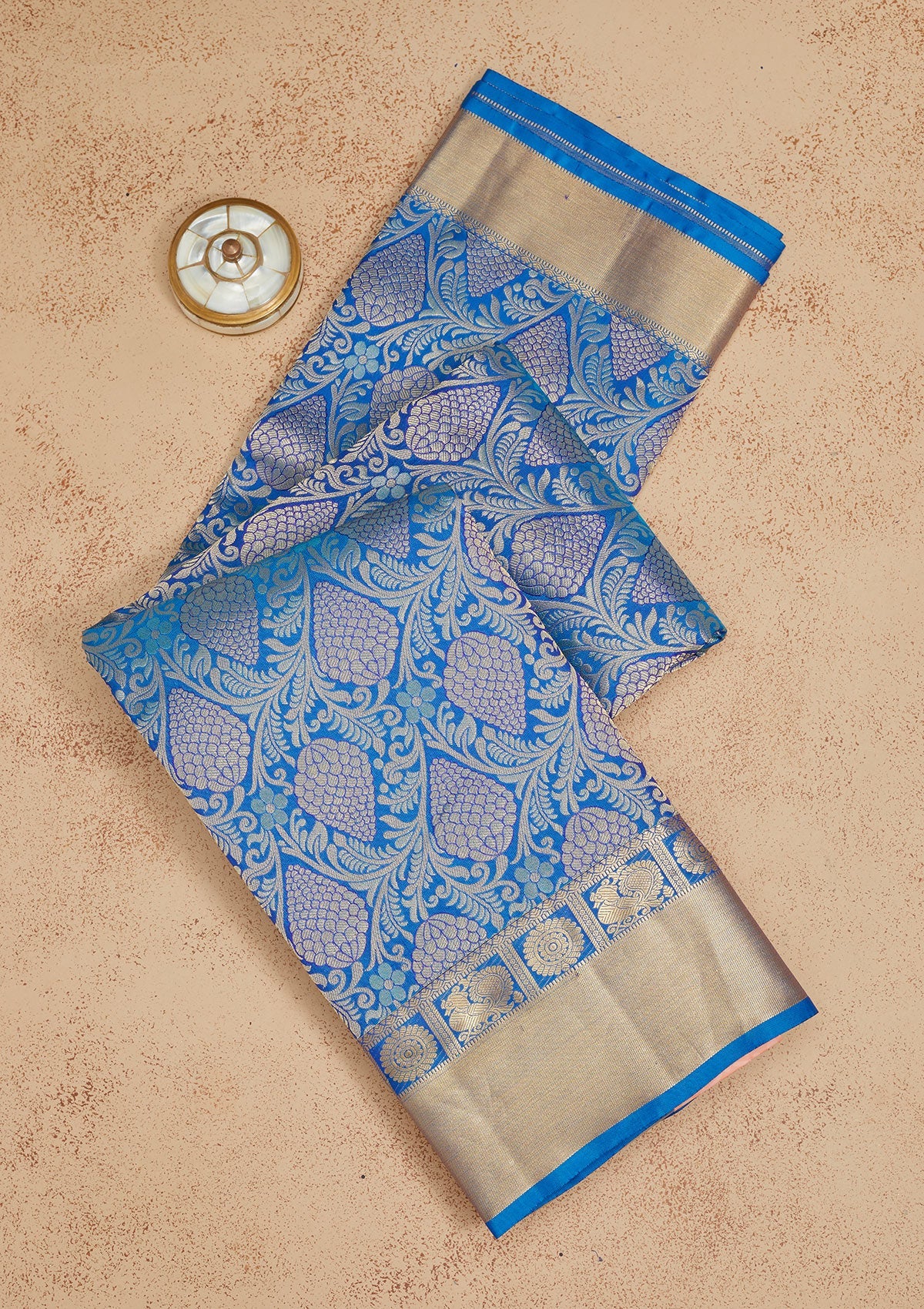 Blue Zariwork Pure Silk Saree-Koskii