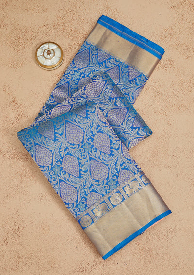 Blue Zariwork Pure Silk Saree-Koskii