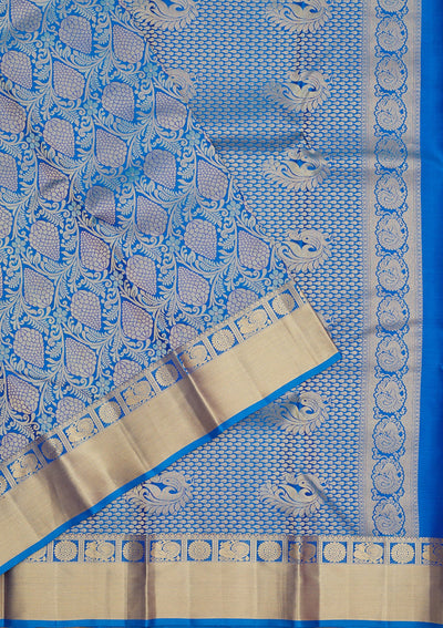 Blue Zariwork Pure Silk Saree-Koskii