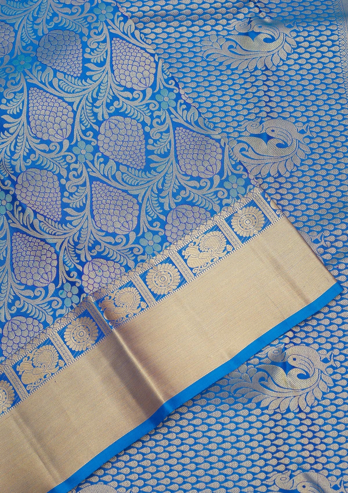 Blue Zariwork Pure Silk Saree-Koskii