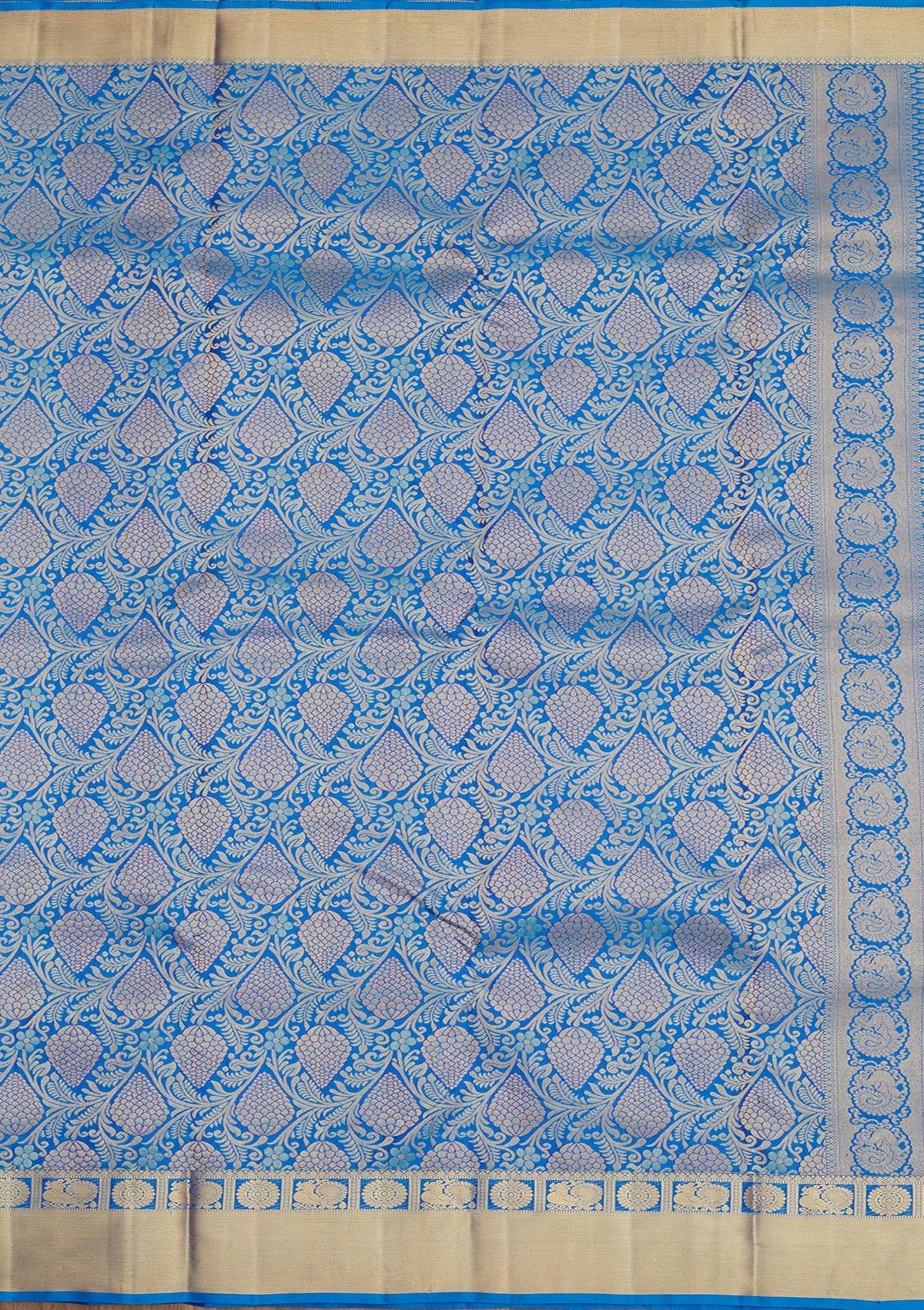 Blue Zariwork Pure Silk Saree-Koskii