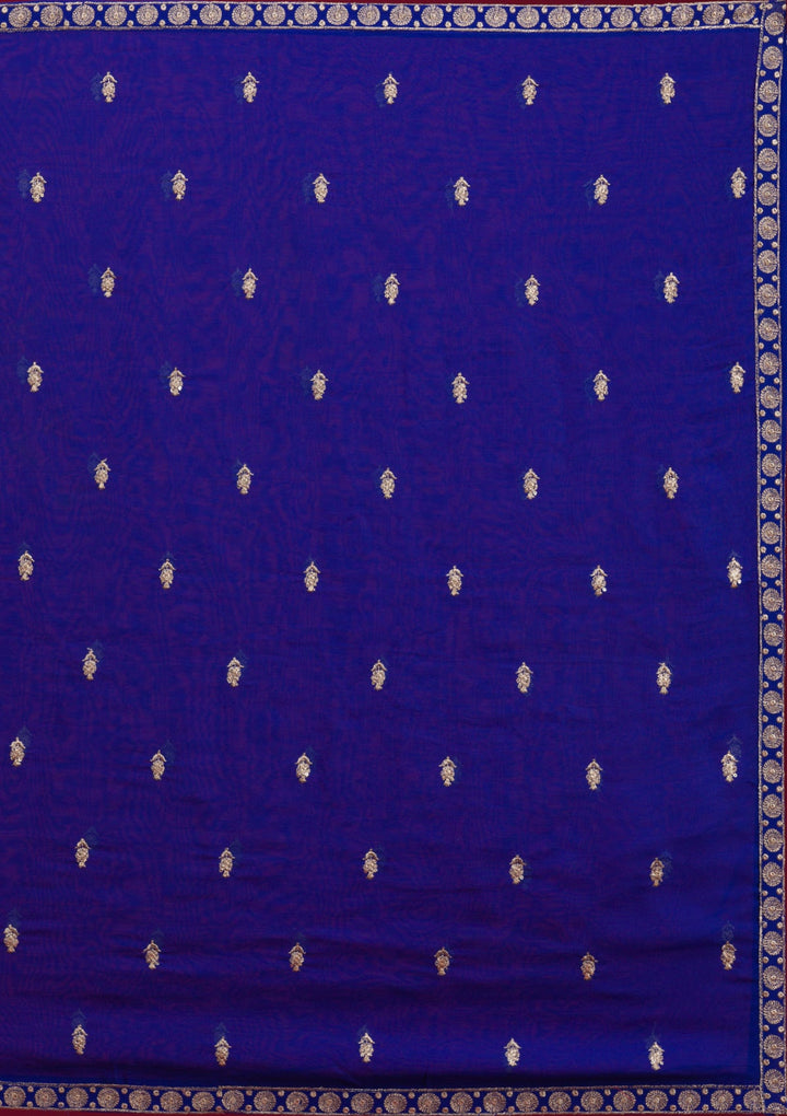 Blue Zariwork Semi Crepe Readymade Lehenga