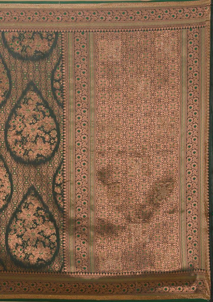 Bottle Green Stonework Art Silk Saree-Koskii