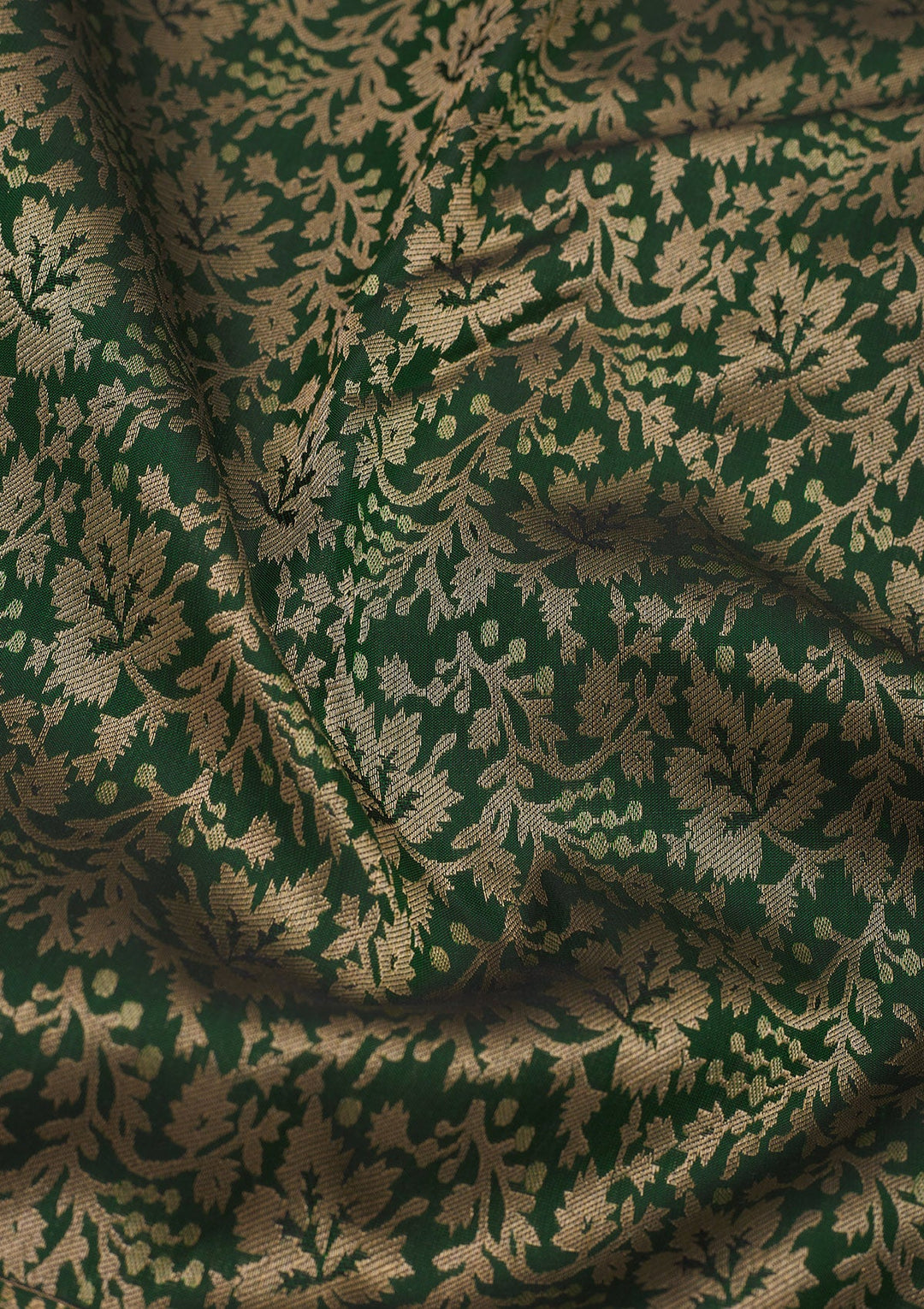 Bottle Green Zariwork Pure Silk Saree-Koskii