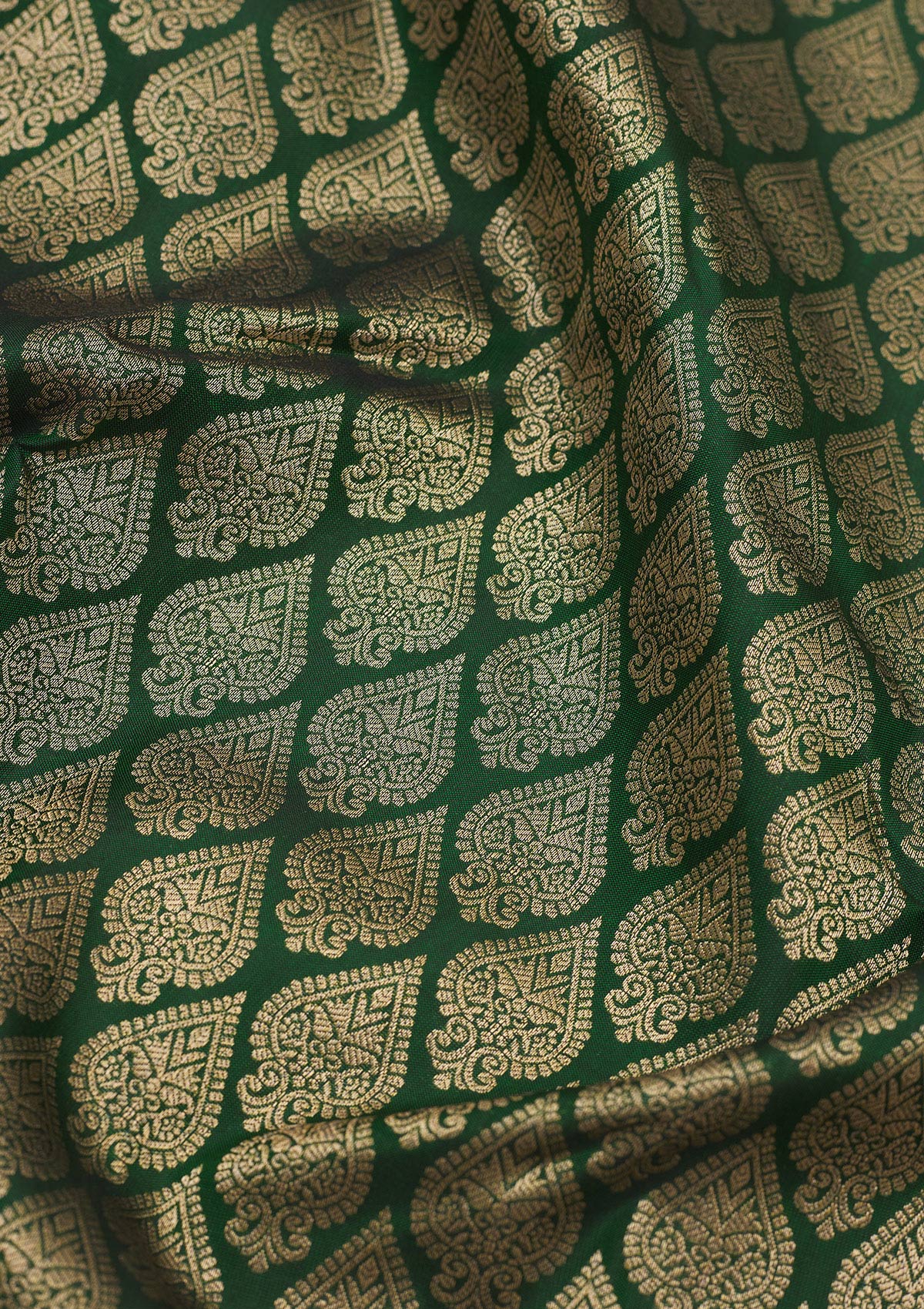 Bottle Green Zariwork Pure Silk Saree-Koskii