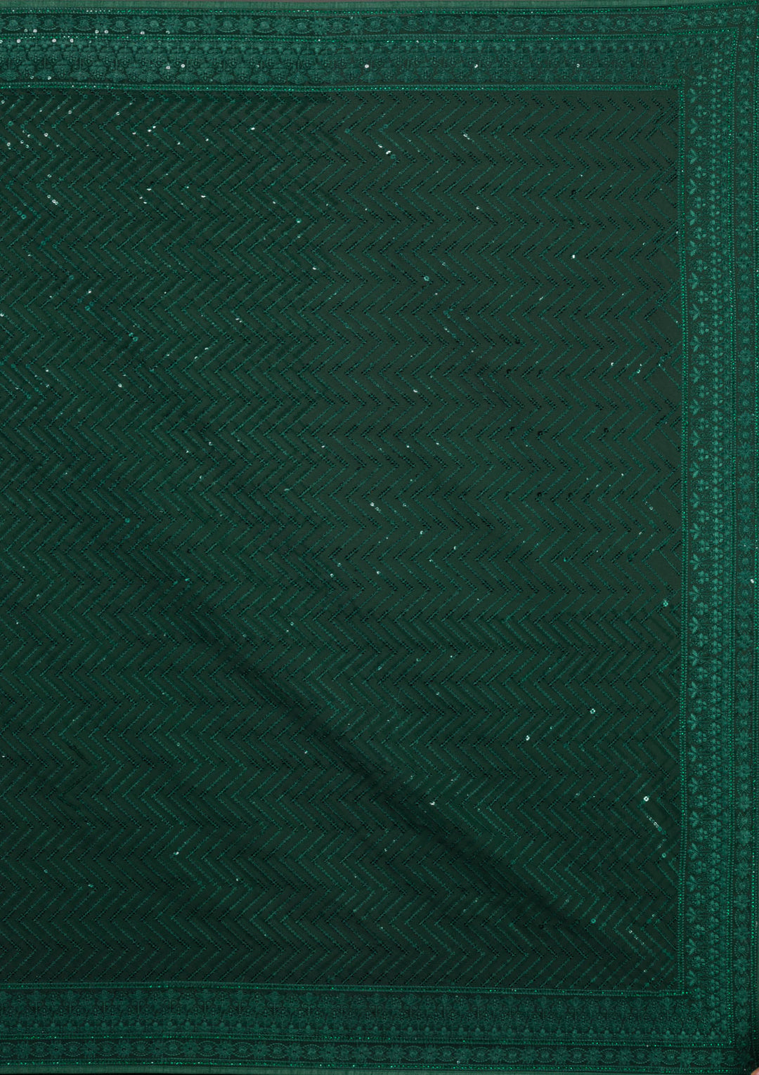 Bottle Green Sequins Georgette Saree-Koskii