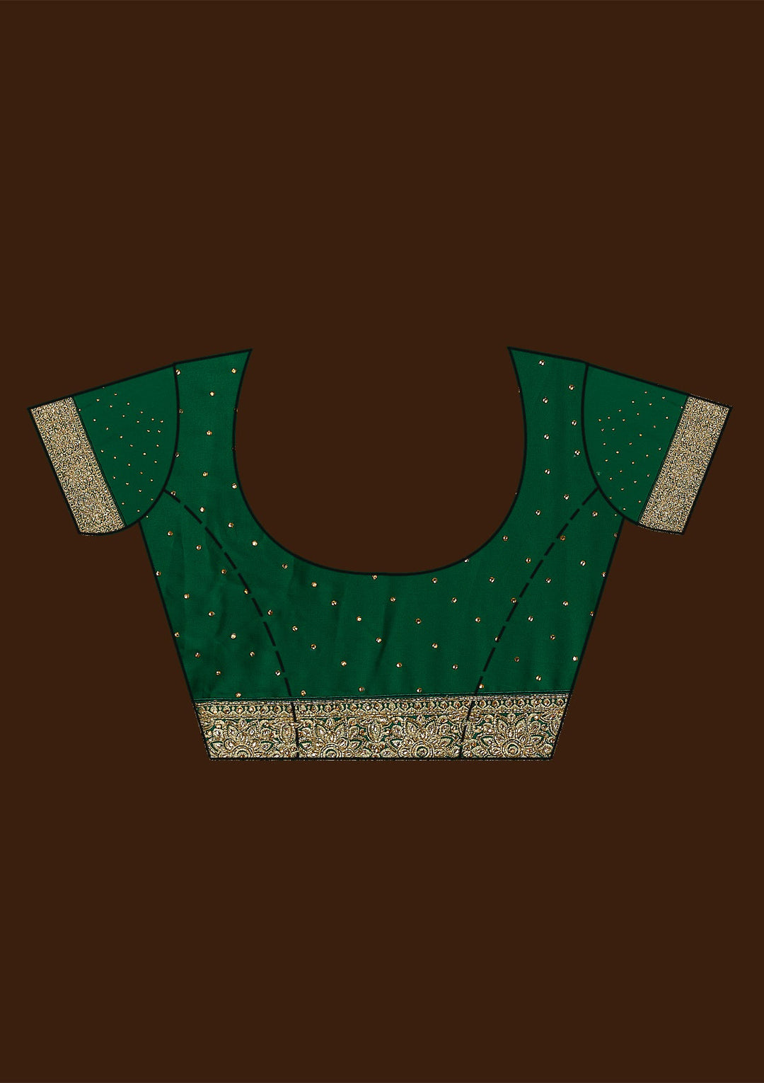 Bottle Green Stonework Crepe Saree-Koskii